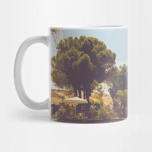 Beautiful Palm Trees Photography design with blue sky and swimming pool holiday vibes Mug